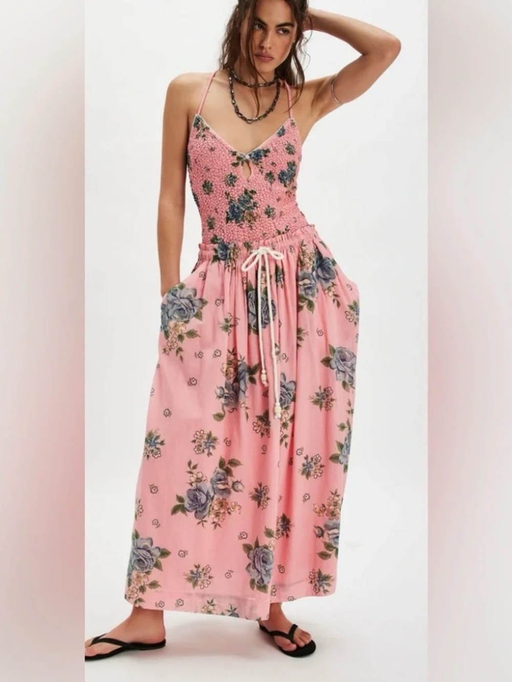 NWT FREE PEOPLE Seaside Rose Pink Peony Set Skirt & Bodysuit Top SIZE S $150